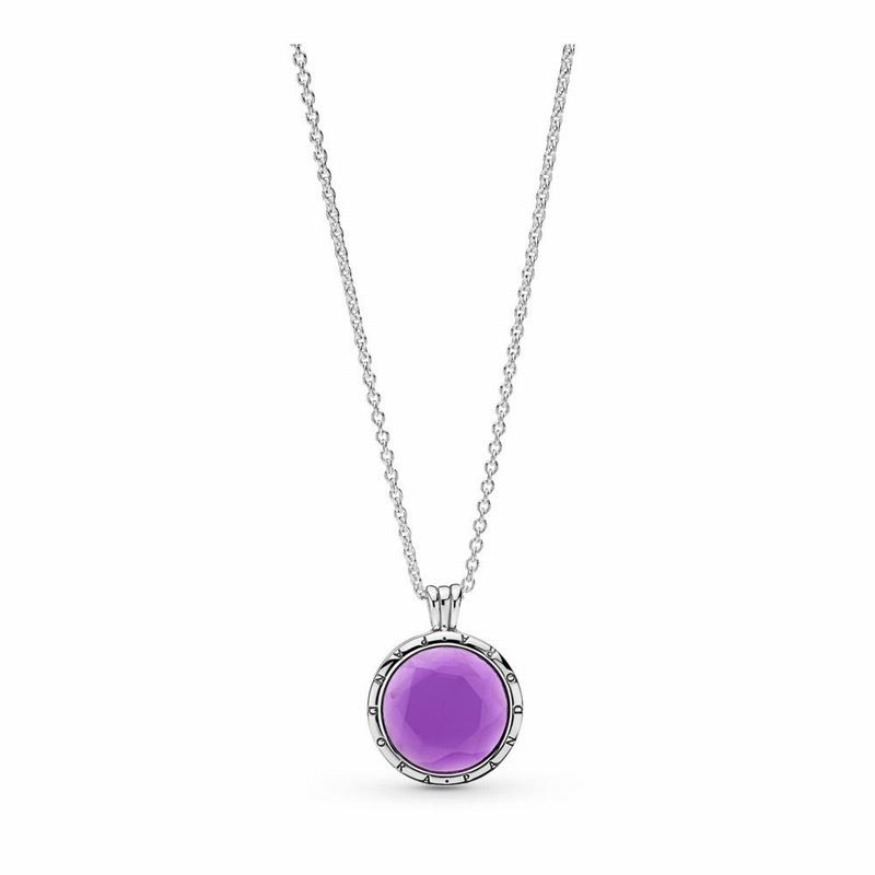 Pandora Faceted Locket Necklace - Sterling Silver/Purple/Synthetic Amethyst - Canada | HX4476OW